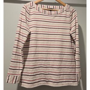 Talbots Striped Long Sleeve Top Boat Neck Pink Beige Casual Womens‎ Medium